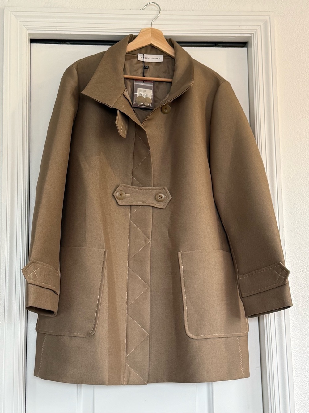 Etienne Aigner Tan Wool-Blend Pea Coat